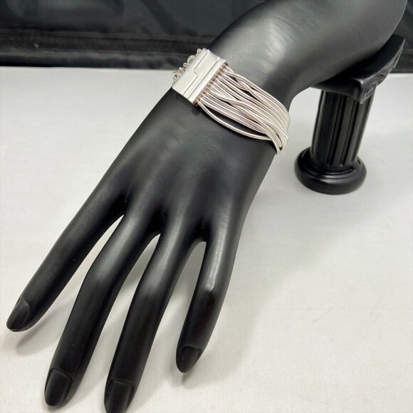 GUCCI Multi Strand Bracelet 6.7" Silver 925 Auth w/Box D-90 - Picture 2 of 8